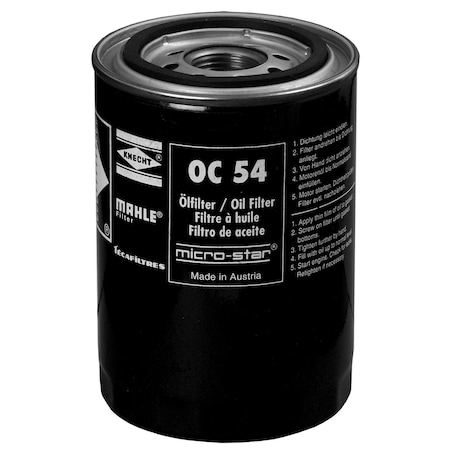 Mahle Oil Filter, Oc54 OC54